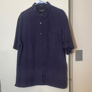 Brandini Men’s Short-Sleeve Button-Down Shirt in Dark Navy